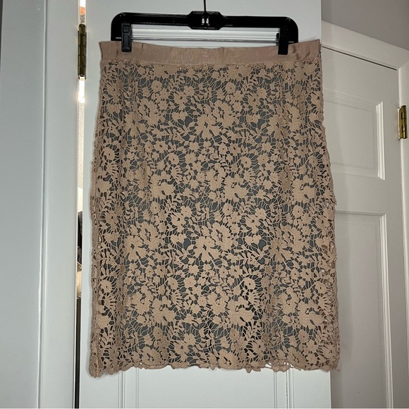 Crew Collection Blue and Cream Knee-Length Pencil Skirt